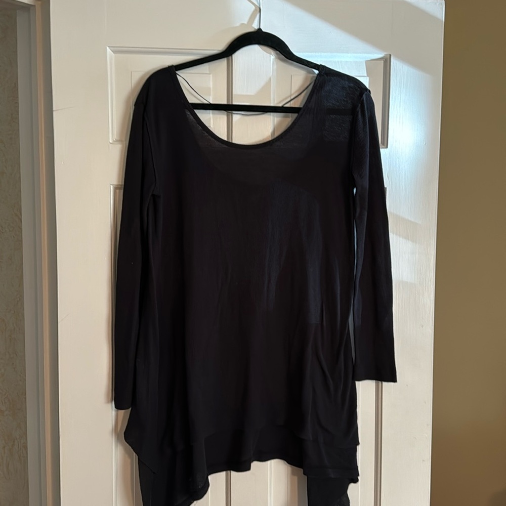 Free People Black Long Sleeve Tee Shirt Flowey Tunic